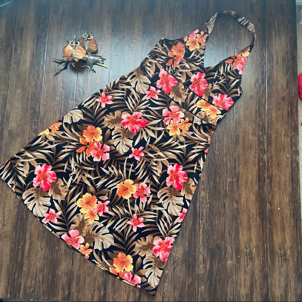 AB Studio Hawaiian Print Halter Dress Size 10